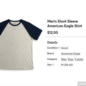 American Eagle Outfitters Men's Short Sleeve Tee - Gray and Navy